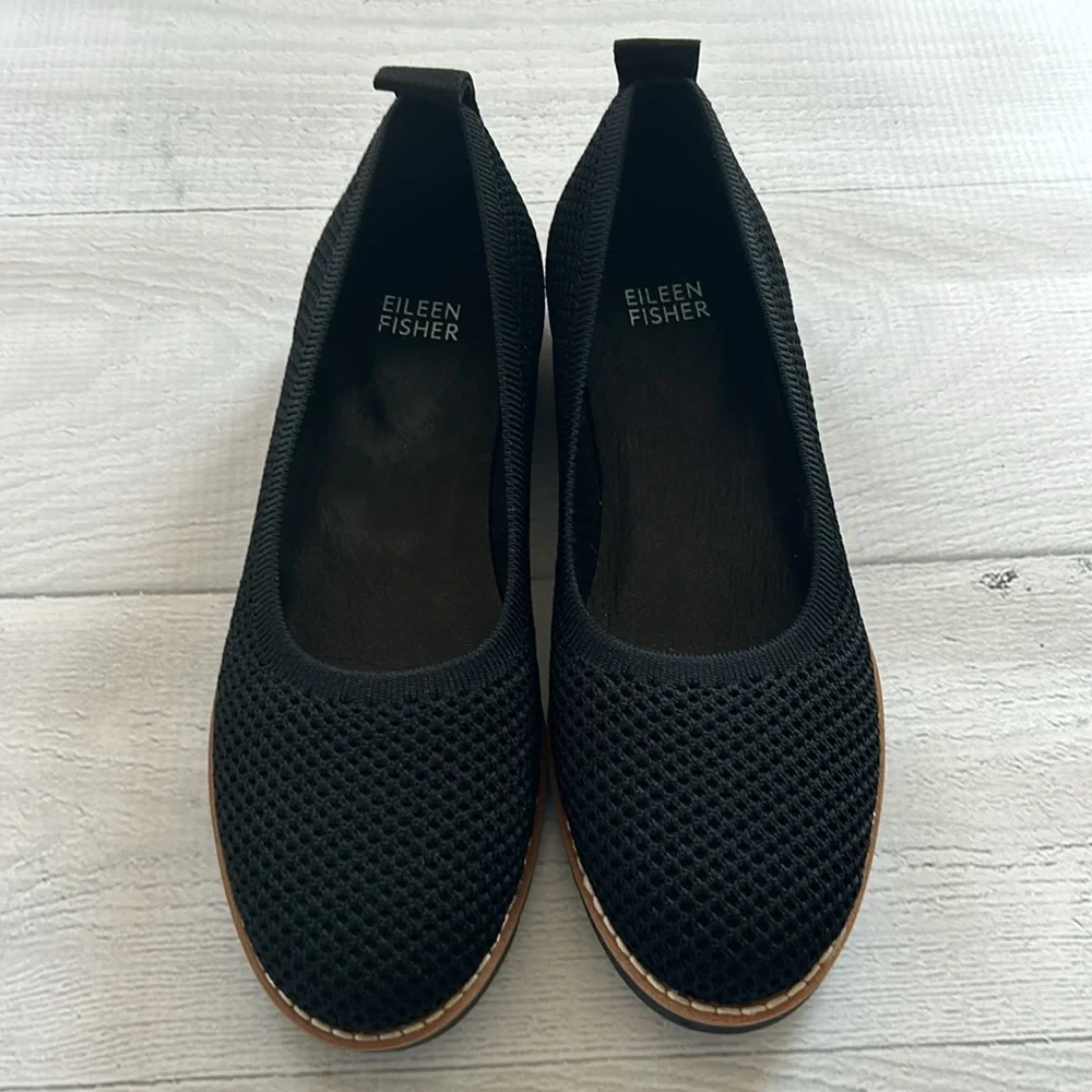 NWOT Eileen‎ Fisher Etta Knit Slip On Ballerina Flats Black Size 6.5
